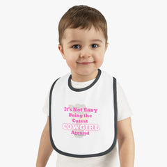 (Not Easy Being Cutest Cowgirl) Baby Contrast Trim Jersey Bib