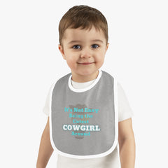 (Not Easy Being Cutest Cowgirl) Baby Contrast Trim Jersey Bib